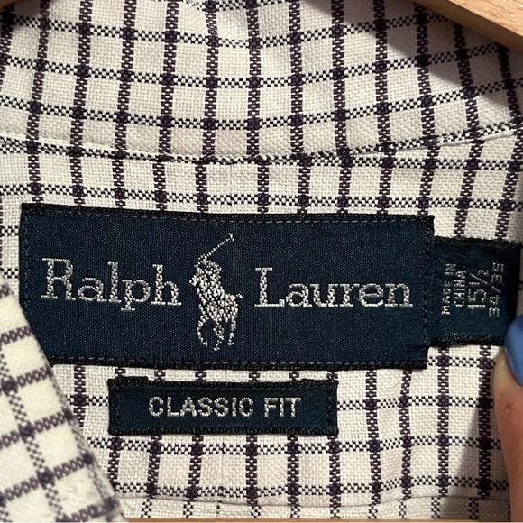 Ralph Lauren Classic Fit 100% Cotton Men's Red & Blue Checkered Shirt 15.5 34/35 - Picture 4 of 16